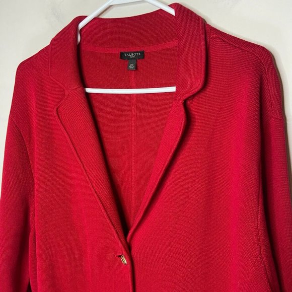 Talbots Red Blazer with Gold Buttons - Picture 2 of 9